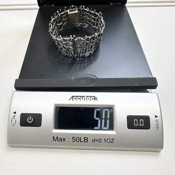 Rare Vintage Handcrafted Twisted 925 Sterling Silver Cuff Bracelet Wire Weave - Picture 6 of 7